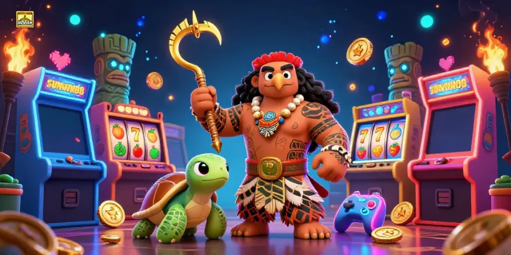 Experience the dynamic world of sunwin88 with vibrant casino elements and lively characters.