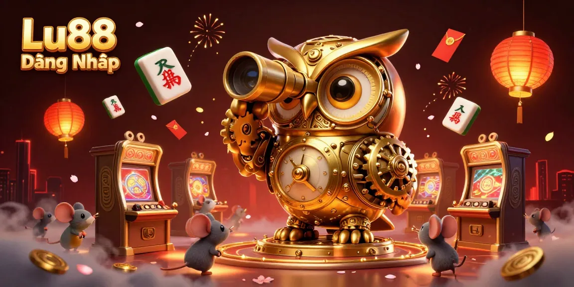Engage in thrilling gaming experiences with Lu88 Đăng Nhập, as the golden owl oversees vibrant casino activities.