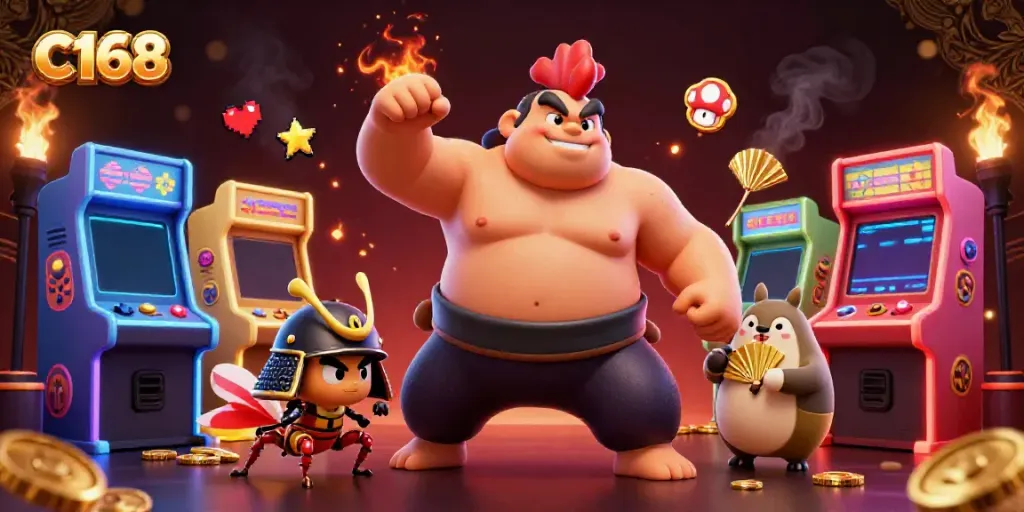 Experience C168's thrilling action with lively characters and vibrant casino elements.