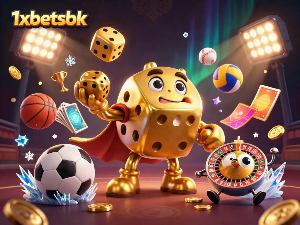 Engage with the thrilling world of 1xbetsbk featuring dynamic golden dice and sports elements.