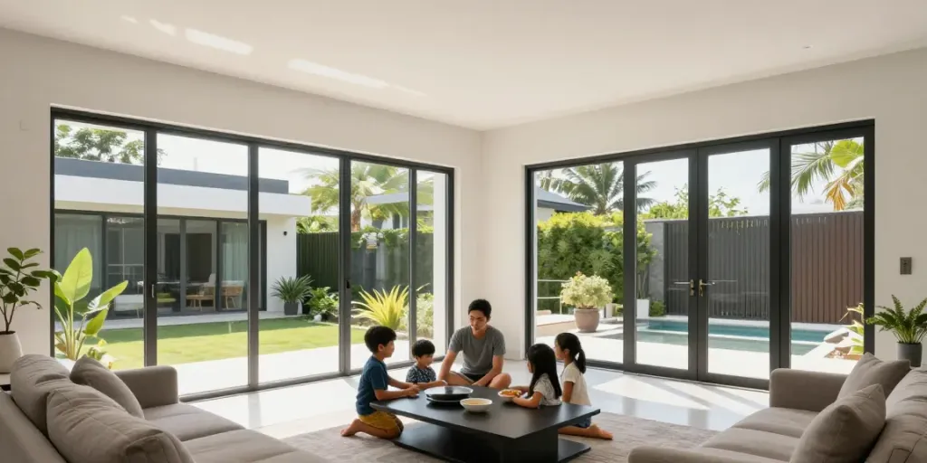 Stunning uPVC murah windows and doors enhancing modern home decor in Indonesia.