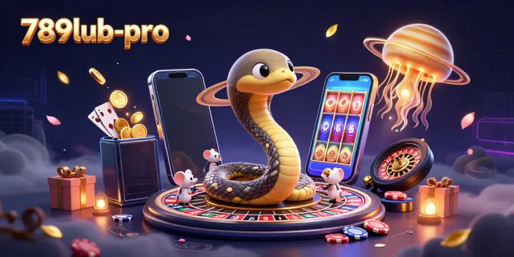 Engage in thrilling bets on 789lub-pro with cosmic characters in a vibrant casino environment.