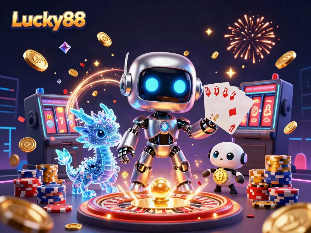 Experience vibrant gameplay with Lucky88's colorful casino scene featuring animated characters and elements.