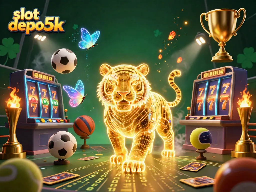 Engage in the excitement of slot depo 5k with neon characters and dynamic casino elements.