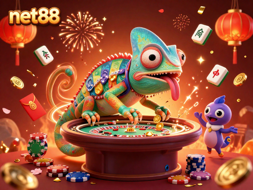 Engage in thrilling gameplay at net88 with colorful casino elements and festive atmosphere.