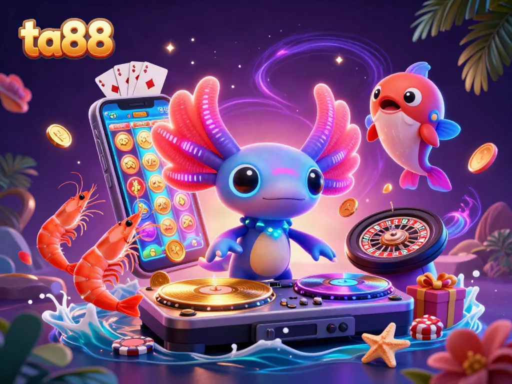 Engage in vibrant gaming action with ta88, featuring underwater DJ and energetic sea creatures.