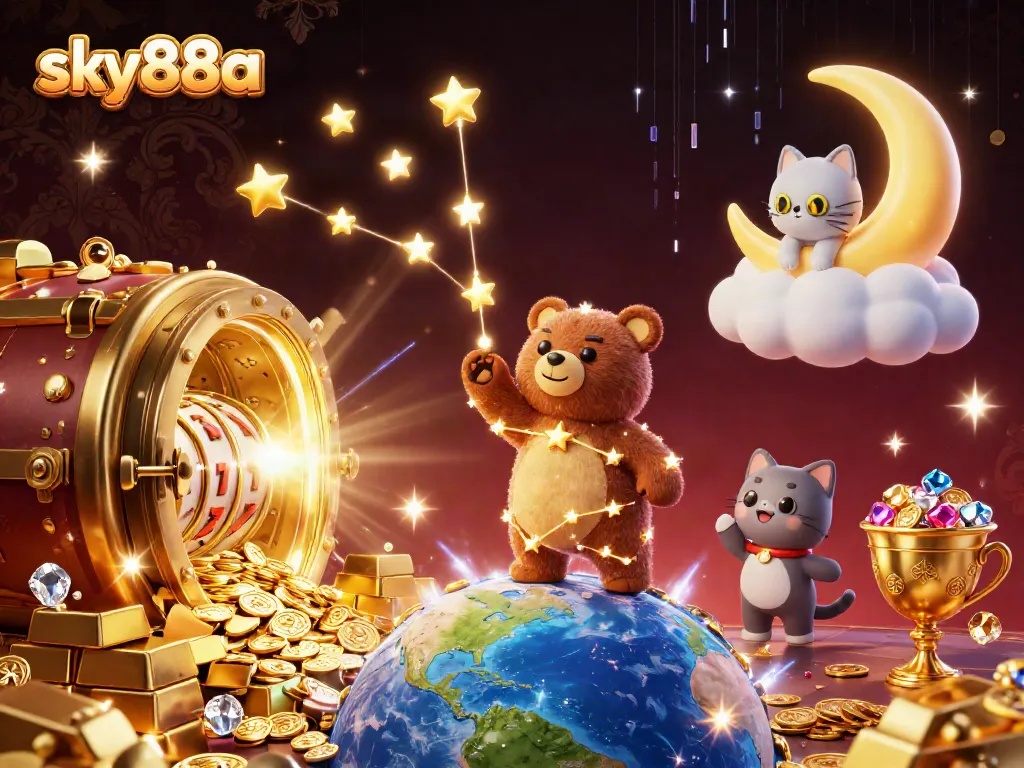 sky88a players enjoy thrilling slots and dynamic gaming with golden treasures and whimsical characters.