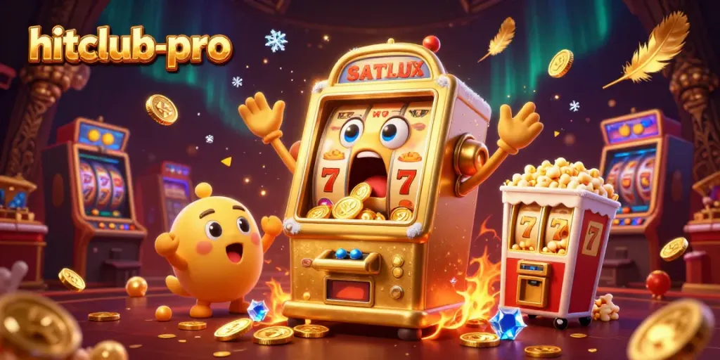 Experience the excitement of hitclub-pro with a jackpot-winning slot machine and cheering companions, in a vibrant casino setting.