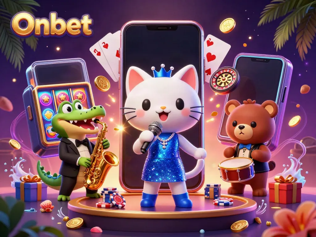 Experience Onbet with vibrant casino fun featuring lively characters and exciting game elements.