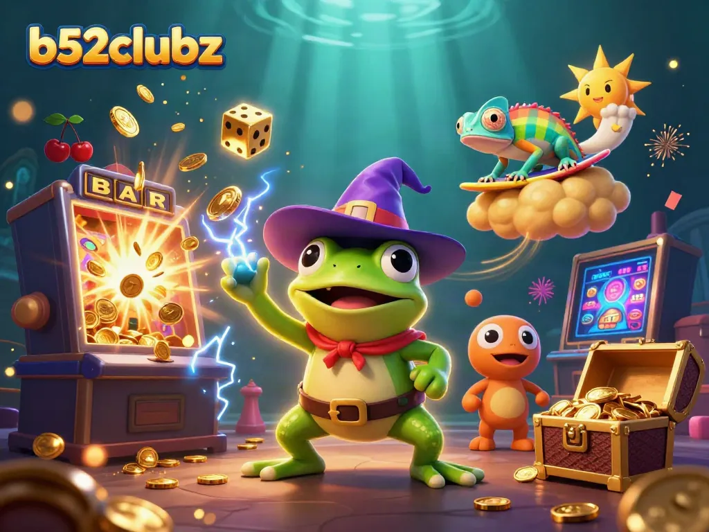 Experience excitement with b52clubz in this vibrant illustration of gaming magic.