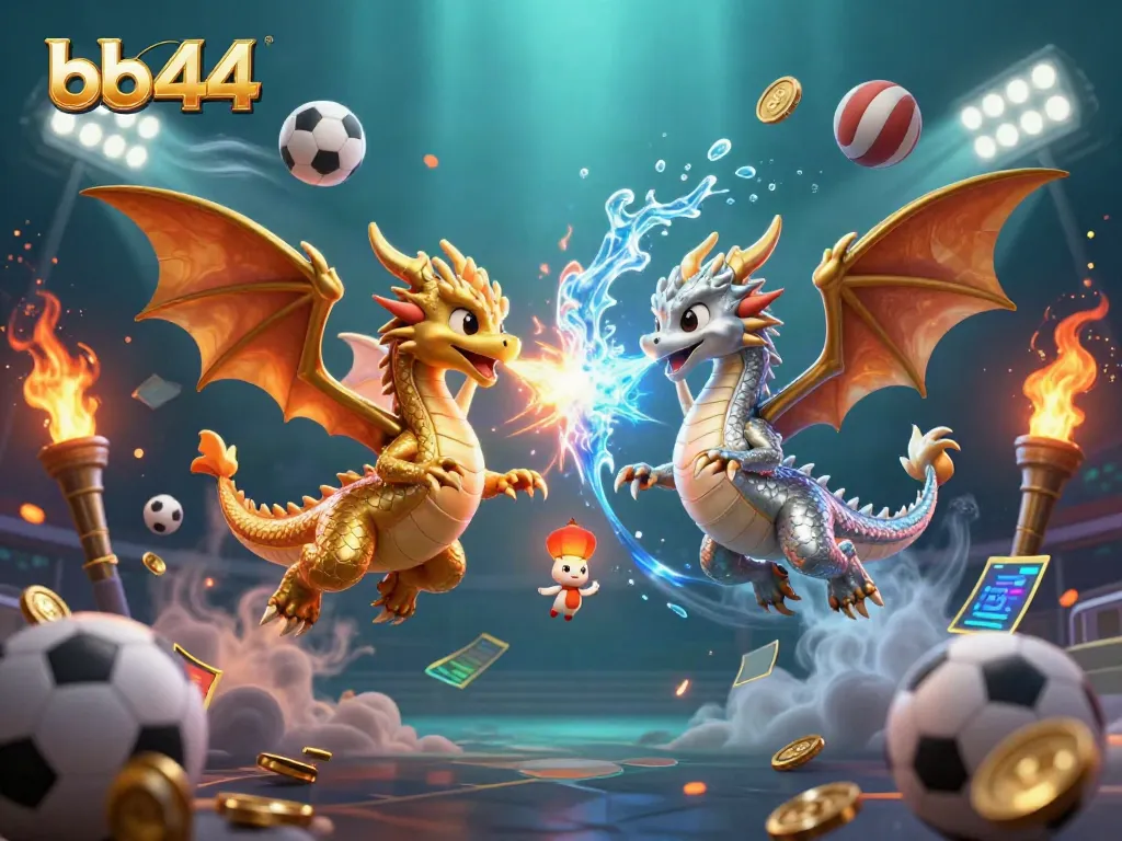 Experience the thrill of bb44 with engaging dragons representing fire and ice in a vibrant casino setting.
