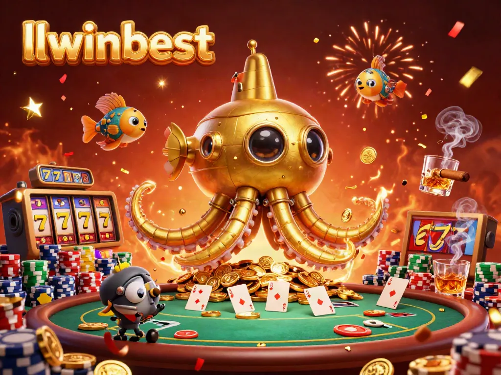 Experience thrilling entertainment with llwinbest in this vibrant casino-themed illustration.