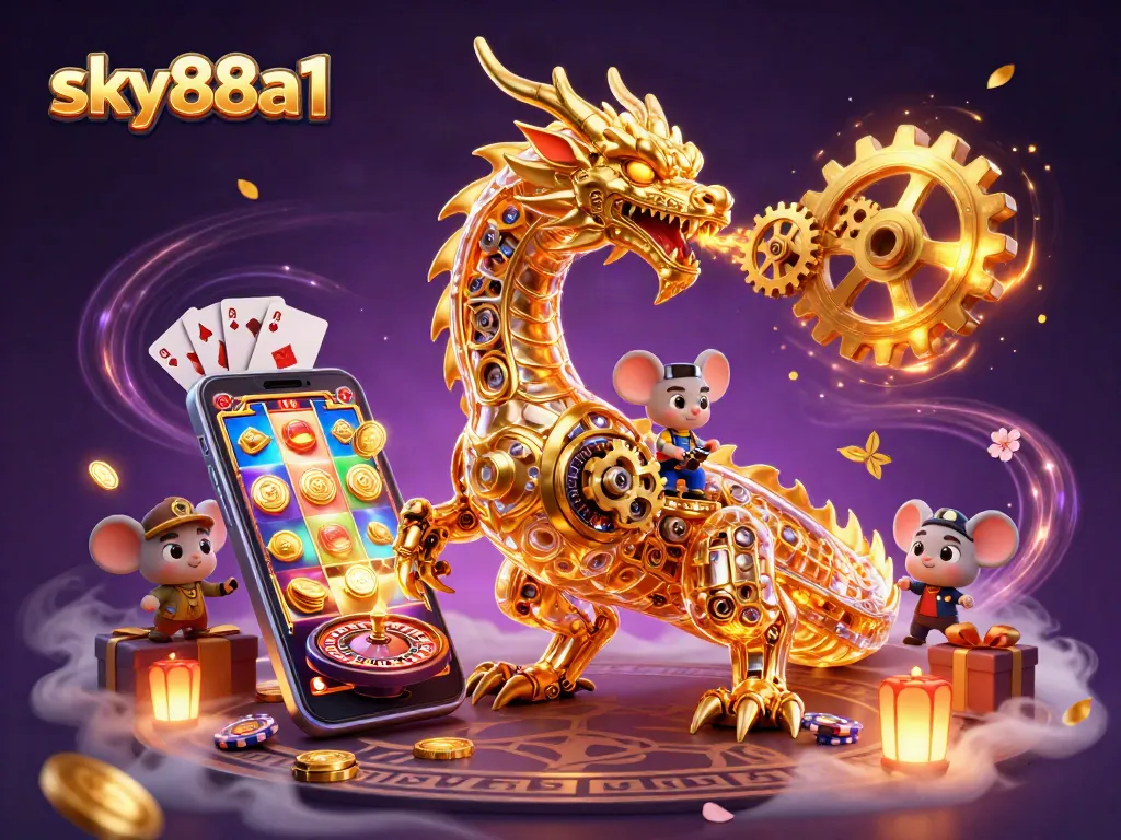 Engage with sky88a1 in an exciting casino experience featuring a golden dragon and dynamic game elements.